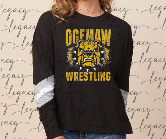 Fierce Bully Ogemaw Wrestling Varsity Sleeve Women's Boxy Top Bulldogs 2025