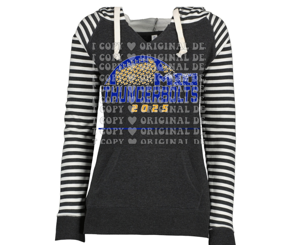 Thunderbolts Football detail Striped Sleeves Hoodie Top Options Mio Thunderbolts 2025