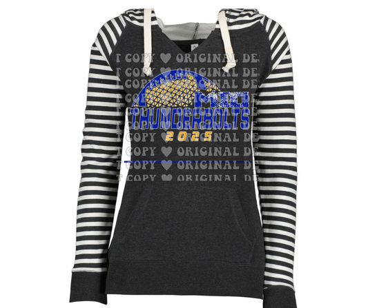 Thunderbolts Football detail Striped Sleeves Hoodie Top Options Mio Thunderbolts 2025