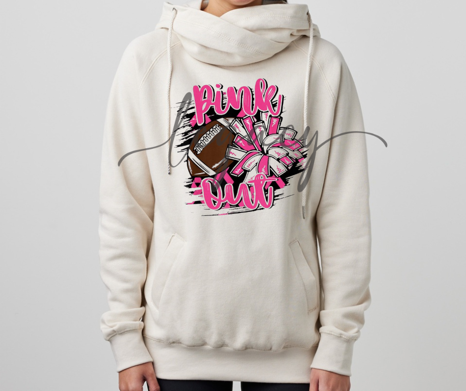 Pink Out Football & Pom Cowl Neck Top Options Falcon Pink Out Football Ogemaw Browns 2025