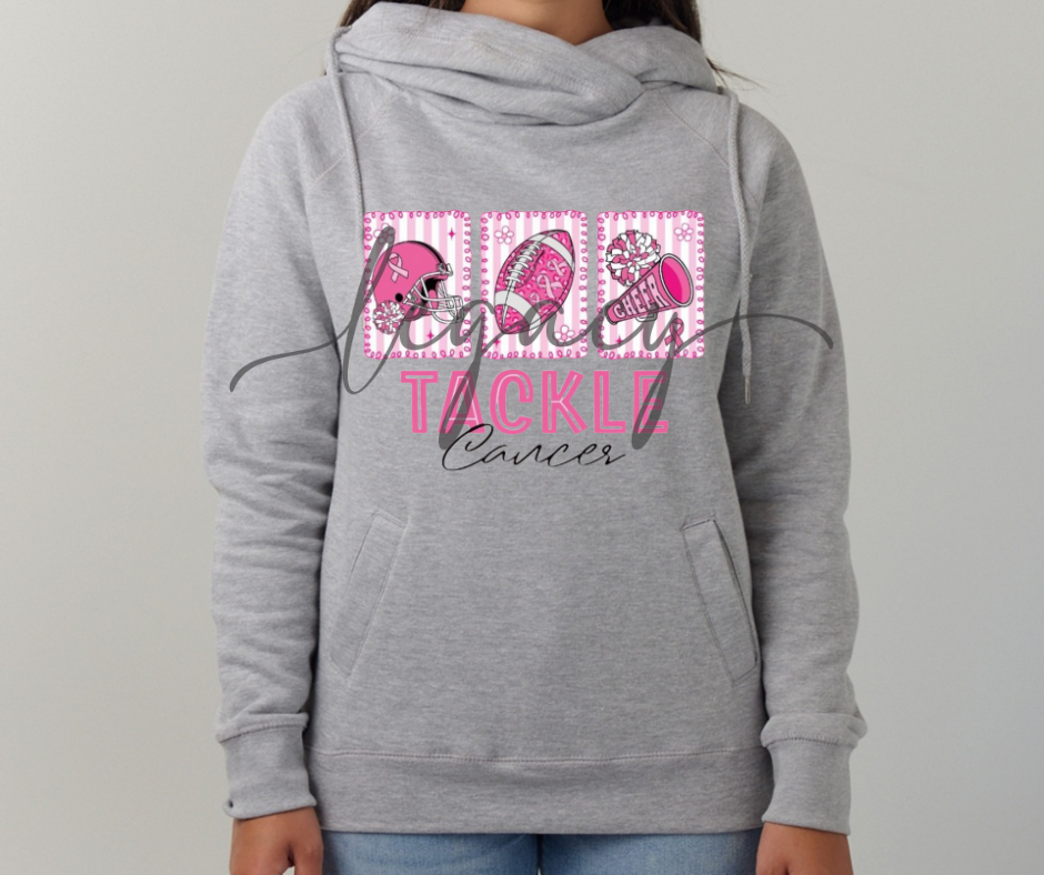 Tackle Cancer Football Cheer Cowl Neck Top Options Falcon Pink Out Football Ogemaw Browns 2025