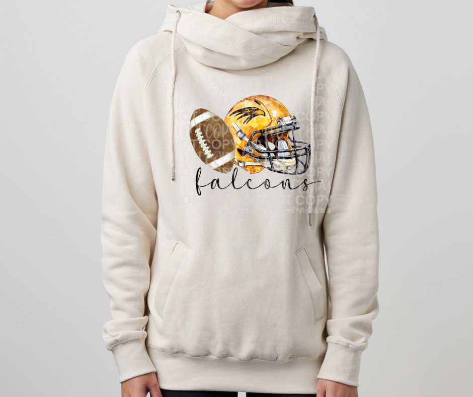 Ogemaw Falcon Football Vintage Helmet Football Cowl Neck Top Options Falcon Sports