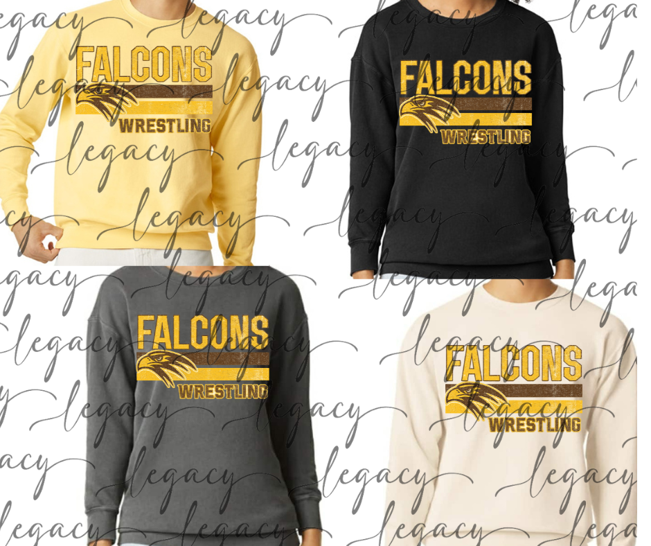 Falcons Wrestling Distressed Stripes Comfort Color Top Options Falcon Wrestling 2025
