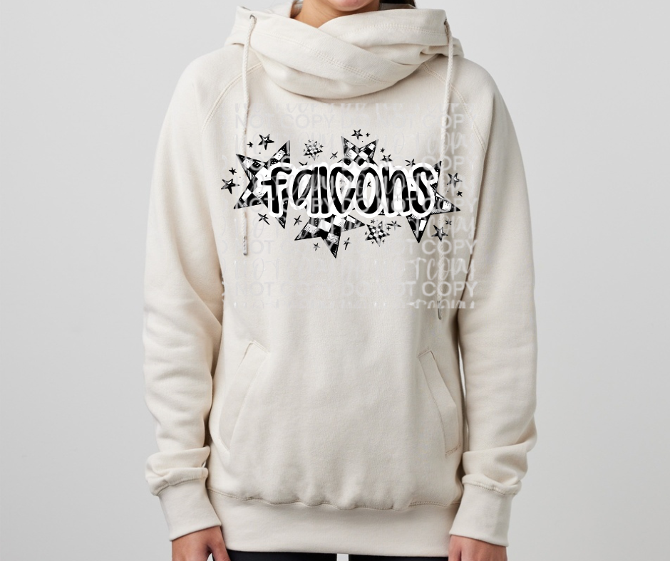 Ogemaw Falcons 2025 Falcons Checkered Stars Cowl Neck Top Options