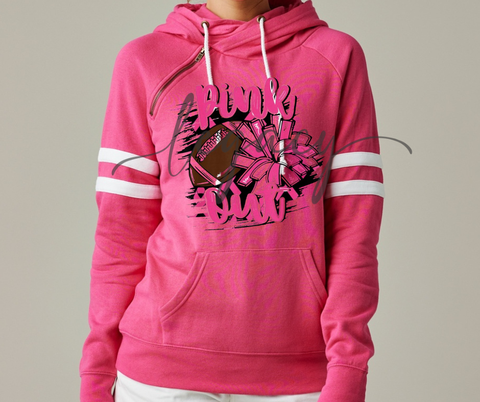 Football & Pom Pink Out Double Hood Top Options Falcon Pink Out Football Ogemaw Browns 2025