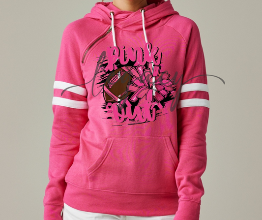 Football & Pom Pink Out Double Hood Top Options Falcon Pink Out Football Ogemaw Browns 2025