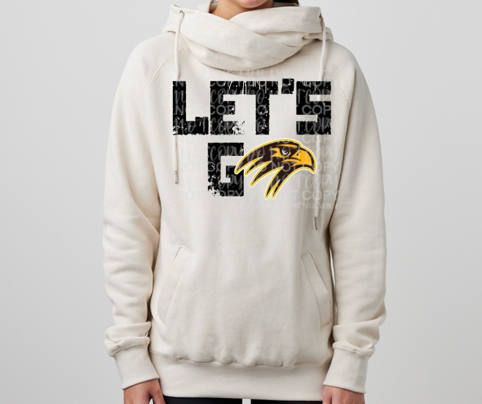 Ogemaw Falcons 2025 Lets Go Falcon logo Cowl Neck Top Options