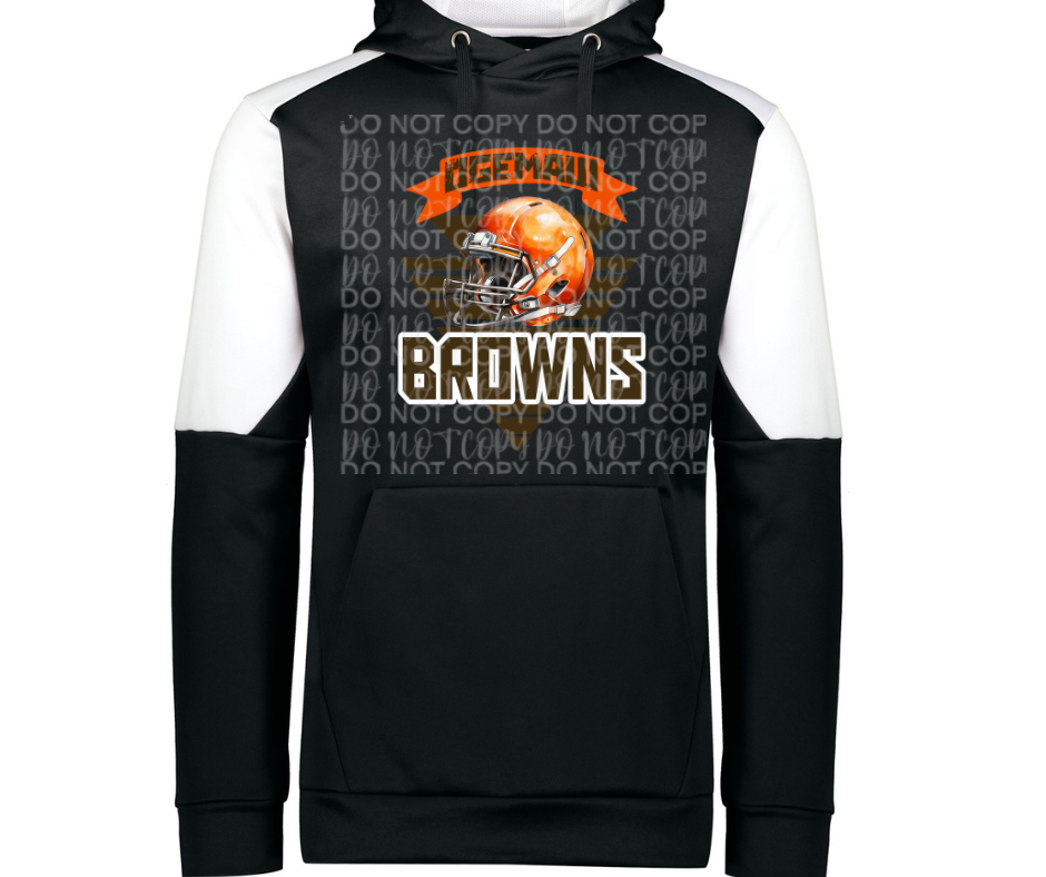 Ogemaw Browns 2025 Football Helmet Triangles Specialty Name Brand Hoodie Options
