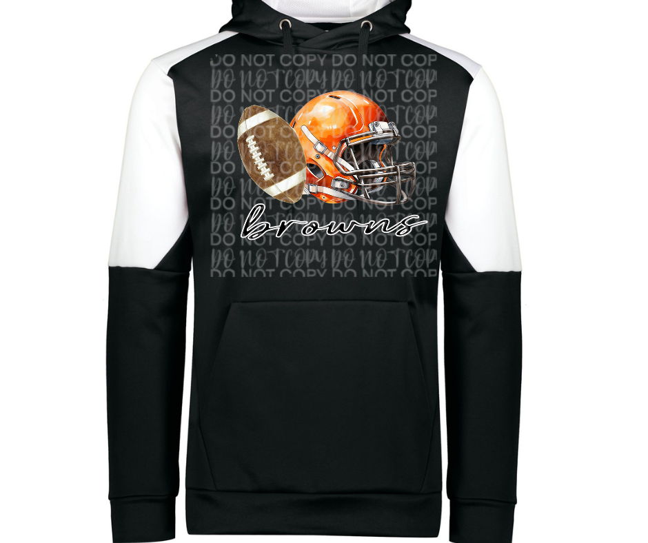 Ogemaw Browns 2025 Football Helmet Cursive Specialty Name Brand Hoodie Options