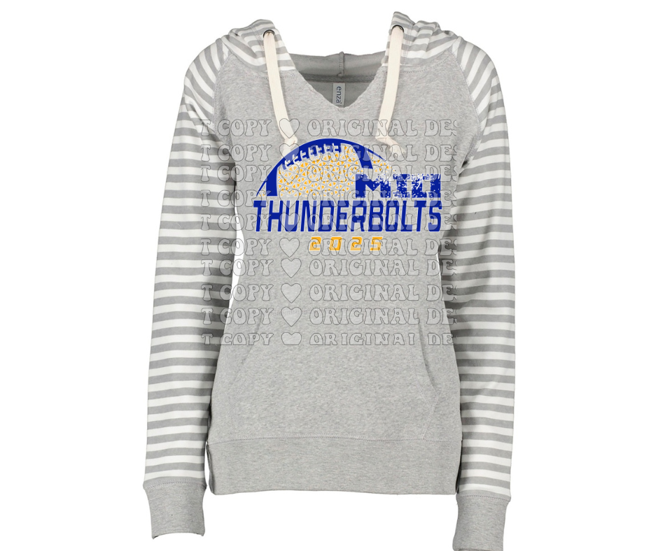 Thunderbolts Football detail Striped Sleeves Hoodie Top Options Mio Thunderbolts 2025