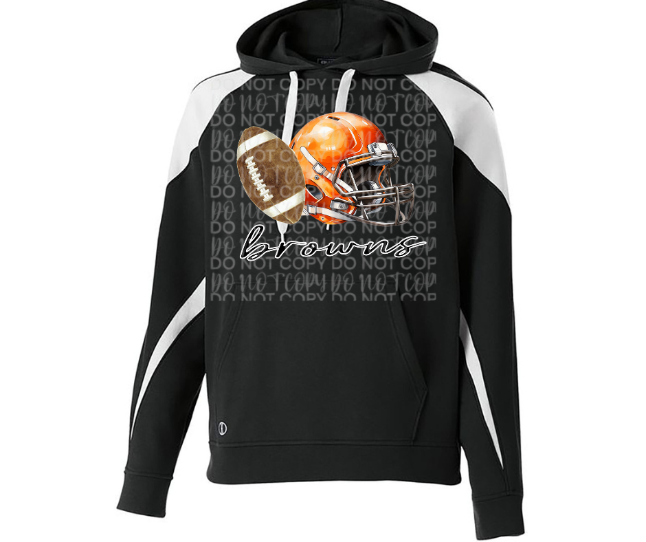 Ogemaw Browns 2025 Football Helmet Cursive Specialty Name Brand Hoodie Options