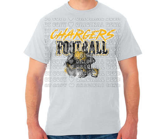 Chargers Grunge Football Cotton/Poly Blend Top Options Mio Chargers 2025
