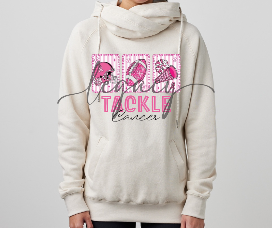 Tackle Cancer Football Cheer Cowl Neck Top Options Falcon Pink Out Football Ogemaw Browns 2025