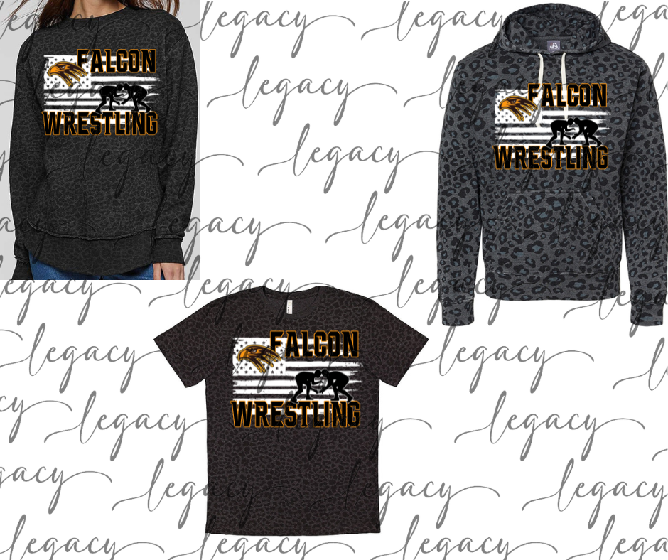 Falcon Flag Black Leopard Women's Top Options Falcon Wrestling 2025