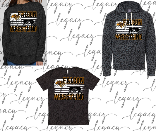 Falcon Flag Black Leopard Women's Top Options Falcon Wrestling 2025