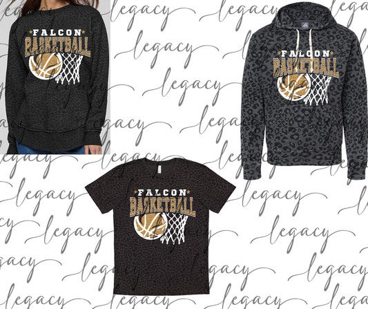 Falcon Basketball Faux Glitter Net Black Leopard Women's Top Options Falcon Basketball 2025