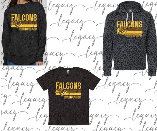 Falcons Wrestling Distressed Stripes Black Leopard Women's Top Options Falcon Wrestling 2025