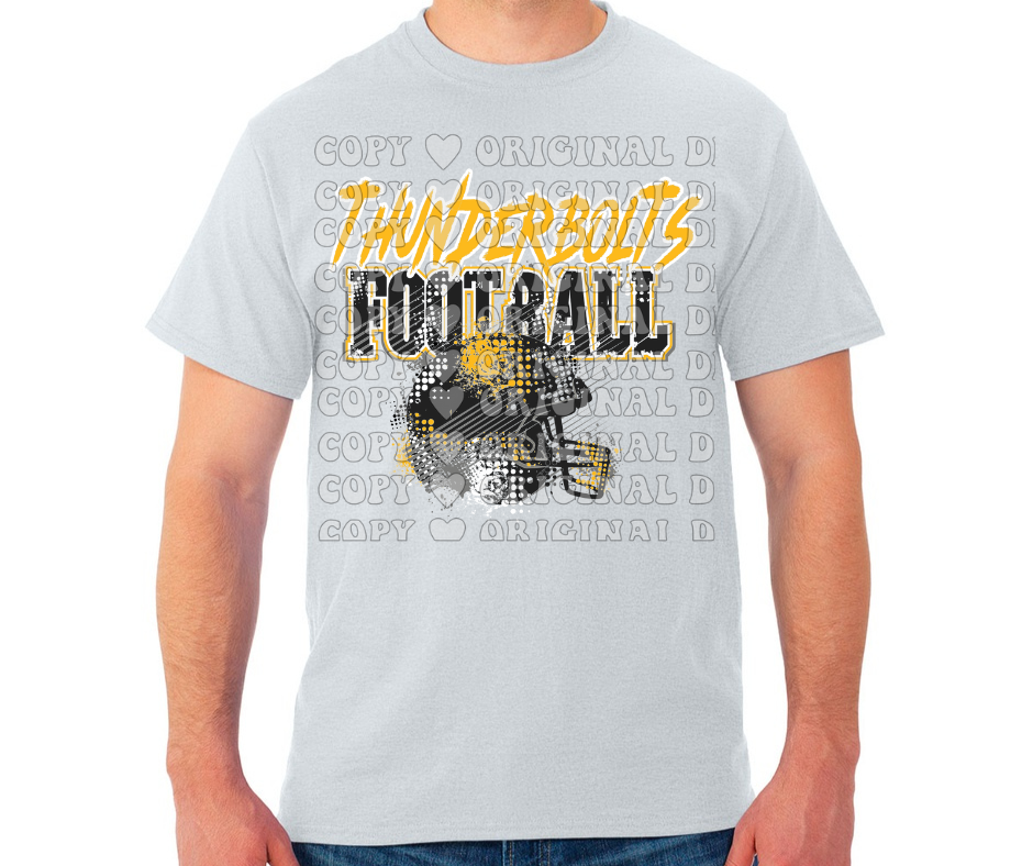 Thunderbolts Grunge Football Cotton/Poly Blend Top Options Mio Thunderbolts 2025