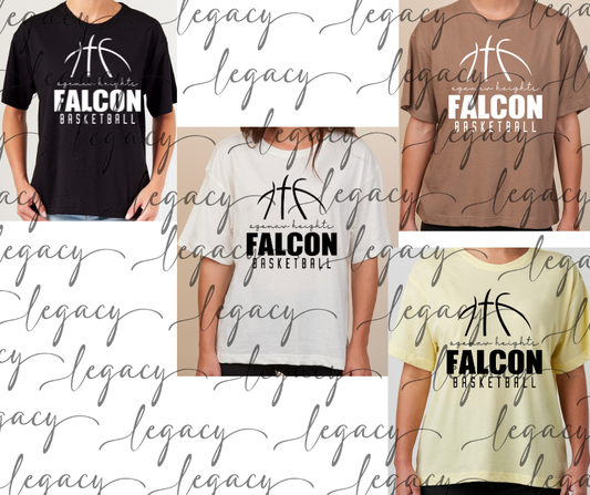 Ogemaw Heights Falcon Basketball Boxy Women's Tee Multi Color Options Falcon Basketball 2025