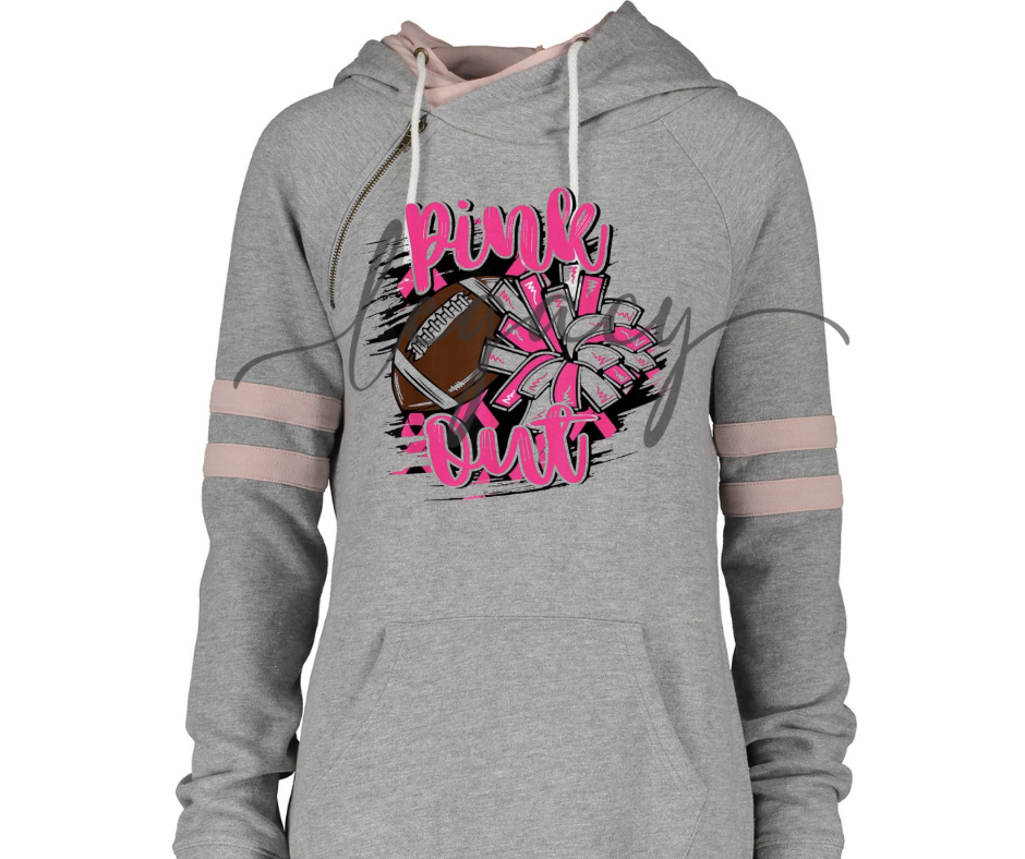 Football & Pom Pink Out Double Hood Top Options Falcon Pink Out Football Ogemaw Browns 2025