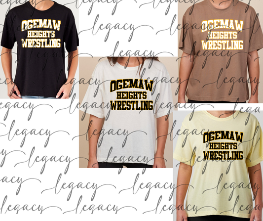 Ogemaw Heights Wrestling Boxy Women's Tee Multi Color Options Falcon Wrestling 2025