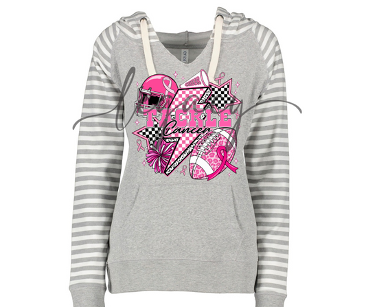 Football & Cheer Pink Out Football Striped Sleeves Hoodie Top Options Ogemaw Browns 2025 Falcon Football