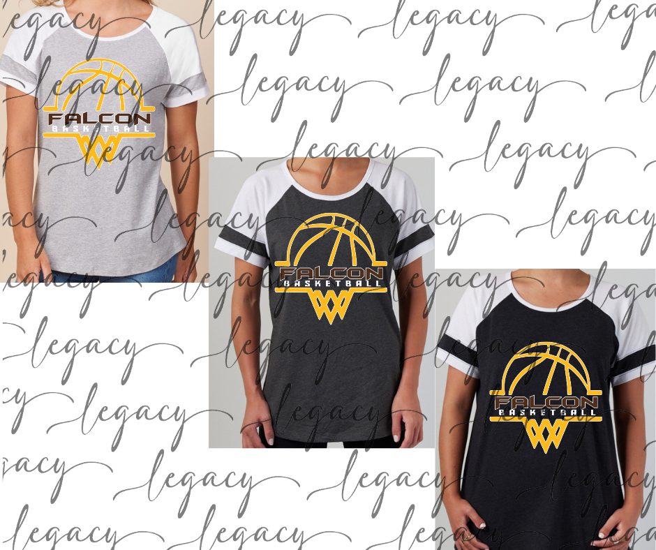 Falcons Basketball Net Colorblock Women's Tee Multi Color Options Falcon Basketball 2025