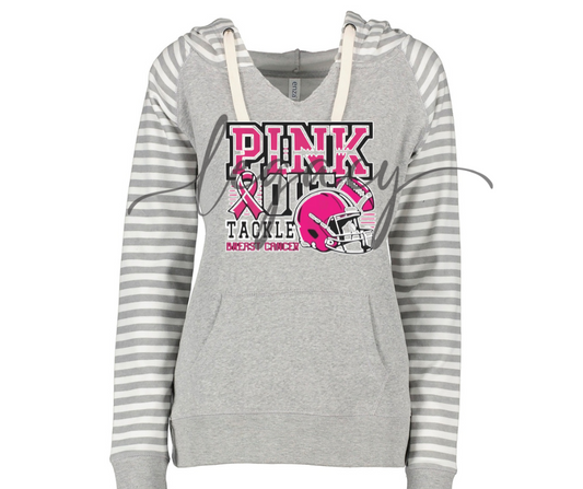 Football Pink Out Football Striped Sleeves Hoodie Top Options Ogemaw Browns 2025 Falcon Football