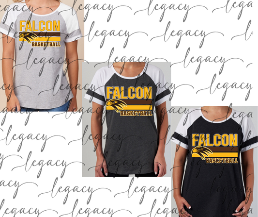 Falcons Basketball Stripes Colorblock Women's Tee Multi Color Options Falcon Basketball 2025