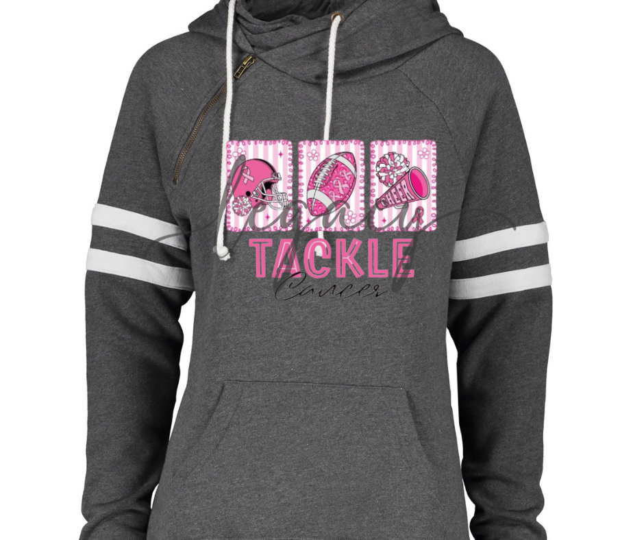 Tackle Cancer Football Cheer Double Hood Top Options Falcon Pink Out Football Ogemaw Browns 2025