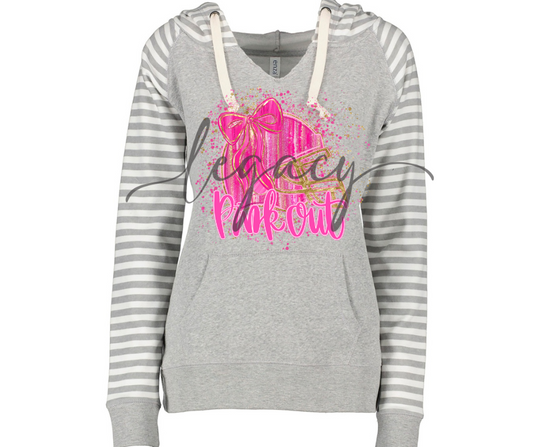 Pink Out Football Helmet Striped Sleeves Hoodie Top Options Ogemaw Browns 2025 Falcon Football