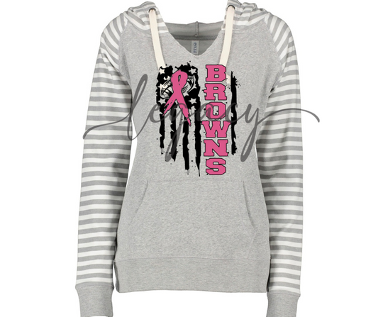 Football Flag Pink Out Football Striped Sleeves Hoodie Top Options Ogemaw Browns 2025 Falcon Football