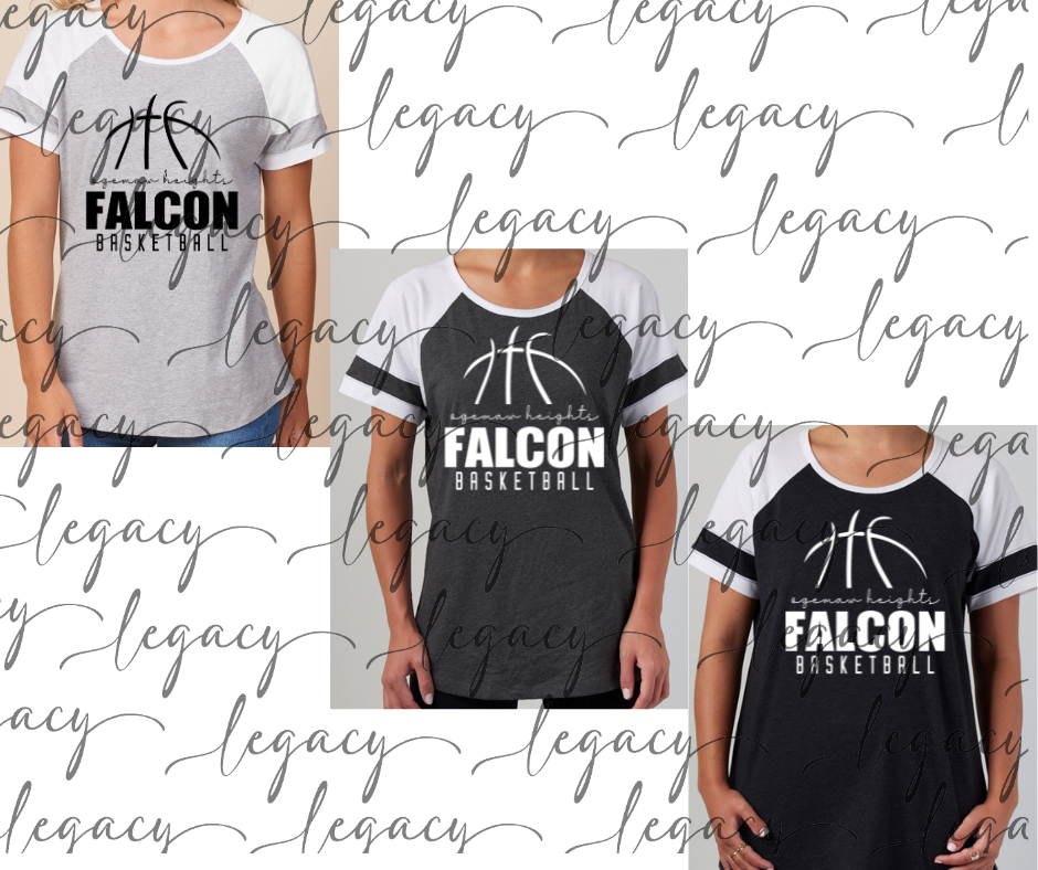 Ogemaw Heights Falcons Basketball Colorblock Women's Tee Multi Color Options Falcon Basketball 2025