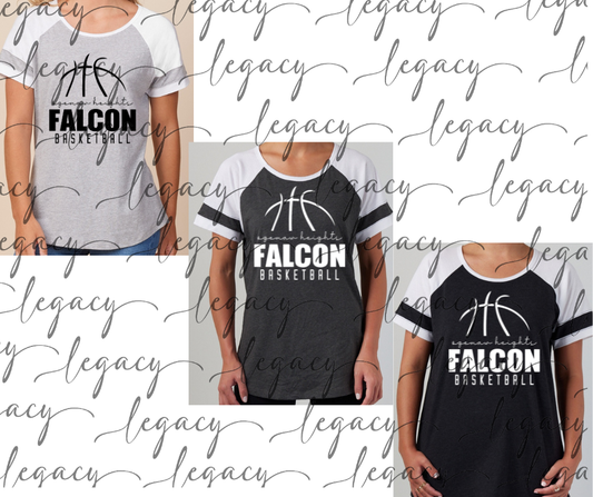 Ogemaw Heights Falcons Basketball Colorblock Women's Tee Multi Color Options Falcon Basketball 2025