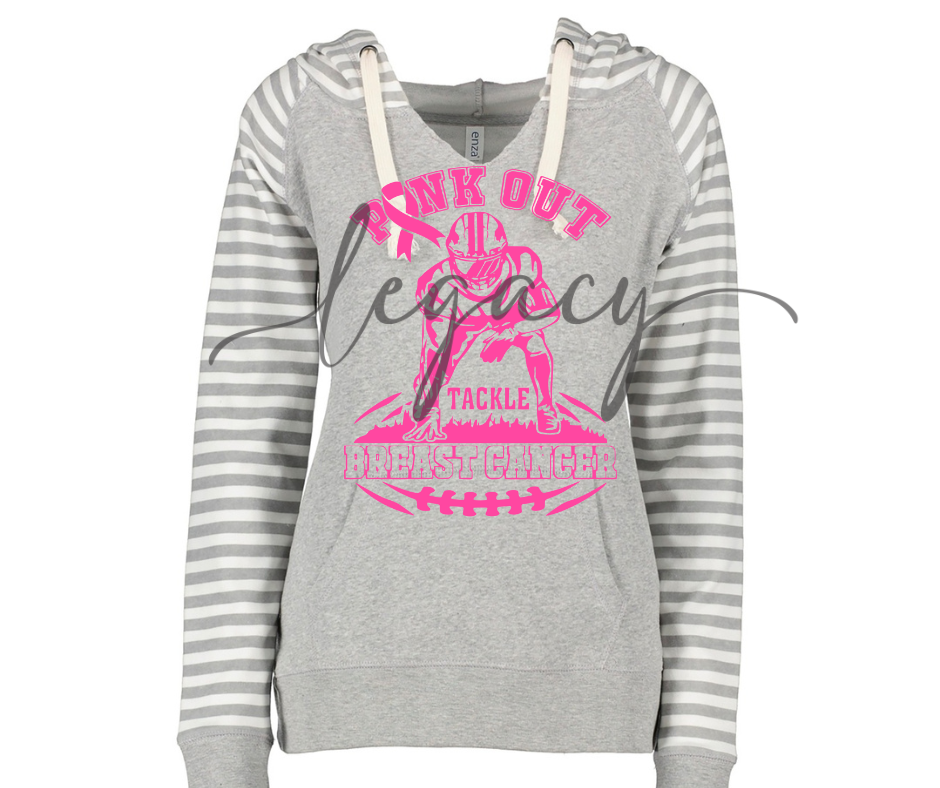 Football Player Pink Out Football Striped Sleeves Hoodie Top Options Ogemaw Browns 2025 Falcon Football