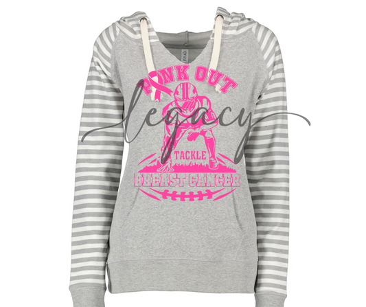 Football Player Pink Out Football Striped Sleeves Hoodie Top Options Ogemaw Browns 2025 Falcon Football