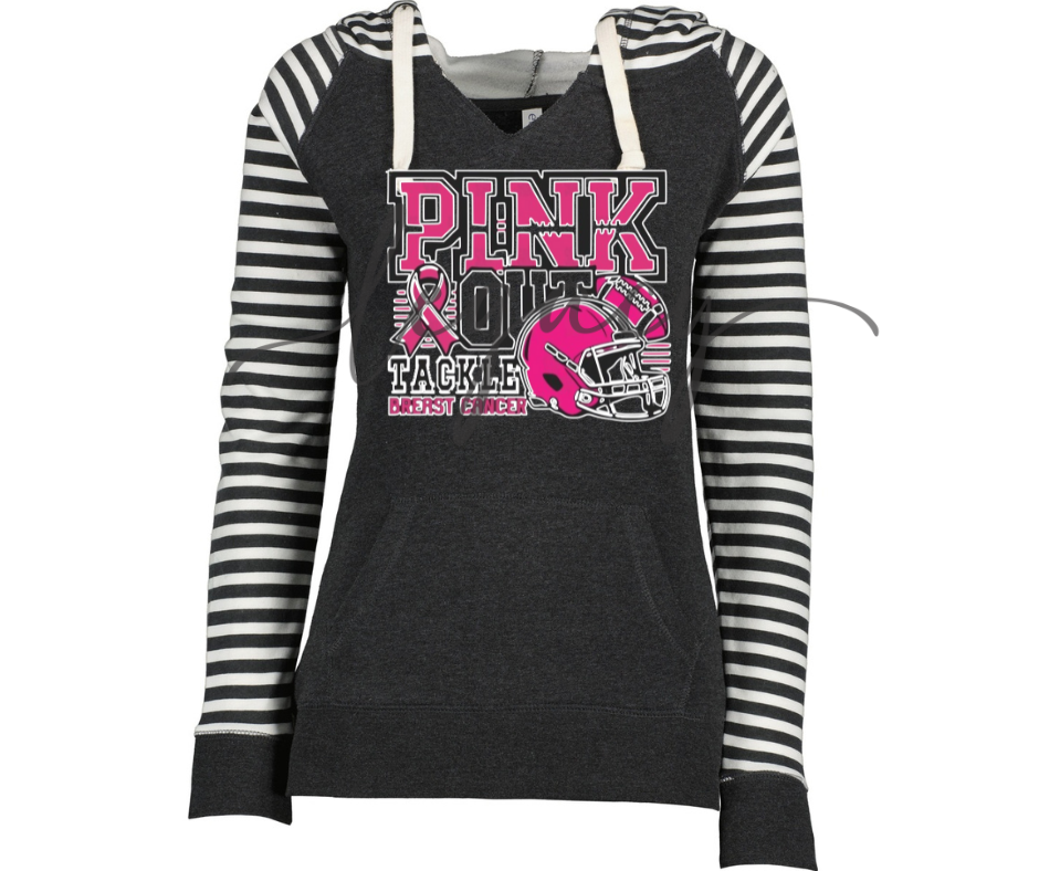 Football Pink Out Football Striped Sleeves Hoodie Top Options Ogemaw Browns 2025 Falcon Football
