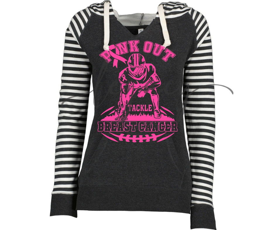 Football Player Pink Out Football Striped Sleeves Hoodie Top Options Ogemaw Browns 2025 Falcon Football