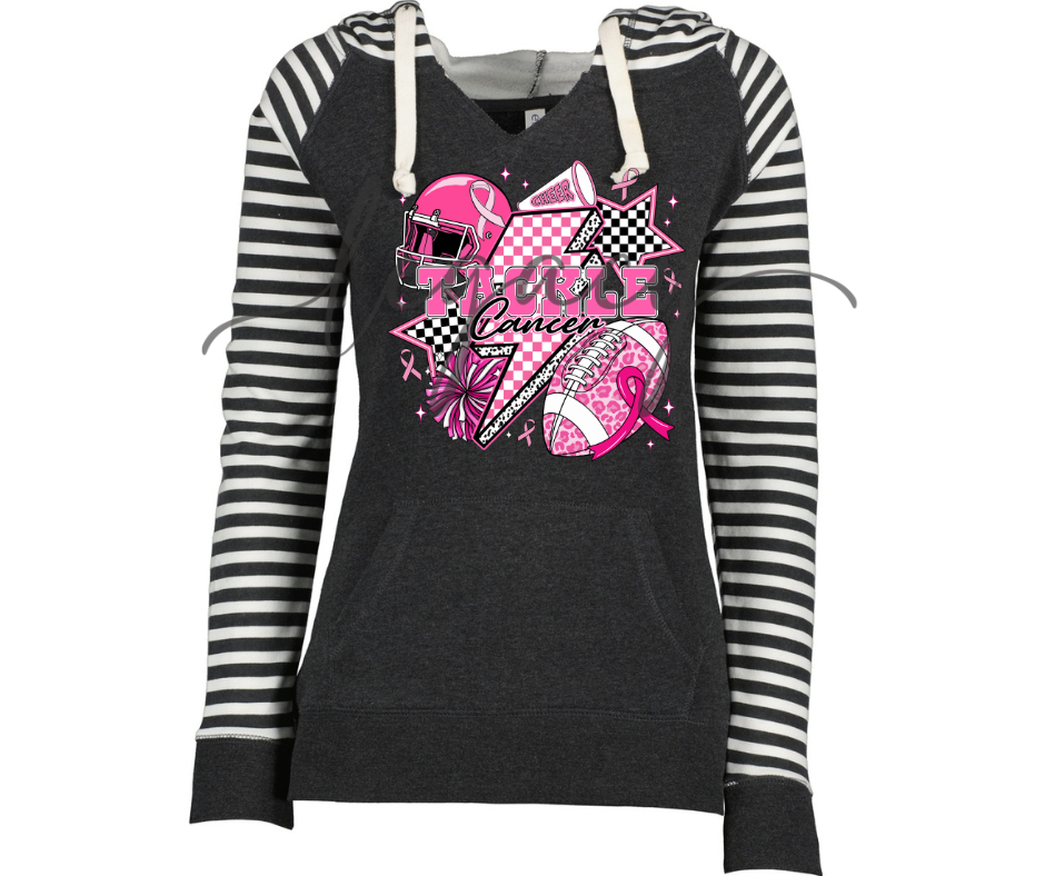Football & Cheer Pink Out Football Striped Sleeves Hoodie Top Options Ogemaw Browns 2025 Falcon Football