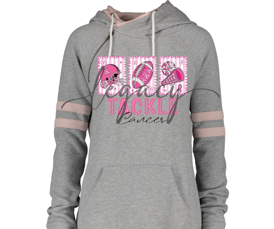 Tackle Cancer Football Cheer Double Hood Top Options Falcon Pink Out Football Ogemaw Browns 2025