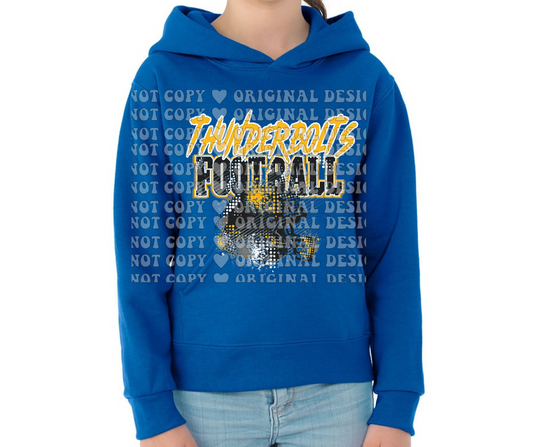 Thunderbolts Grunge Football Cotton/Poly Blend Top Options Mio Thunderbolts 2025