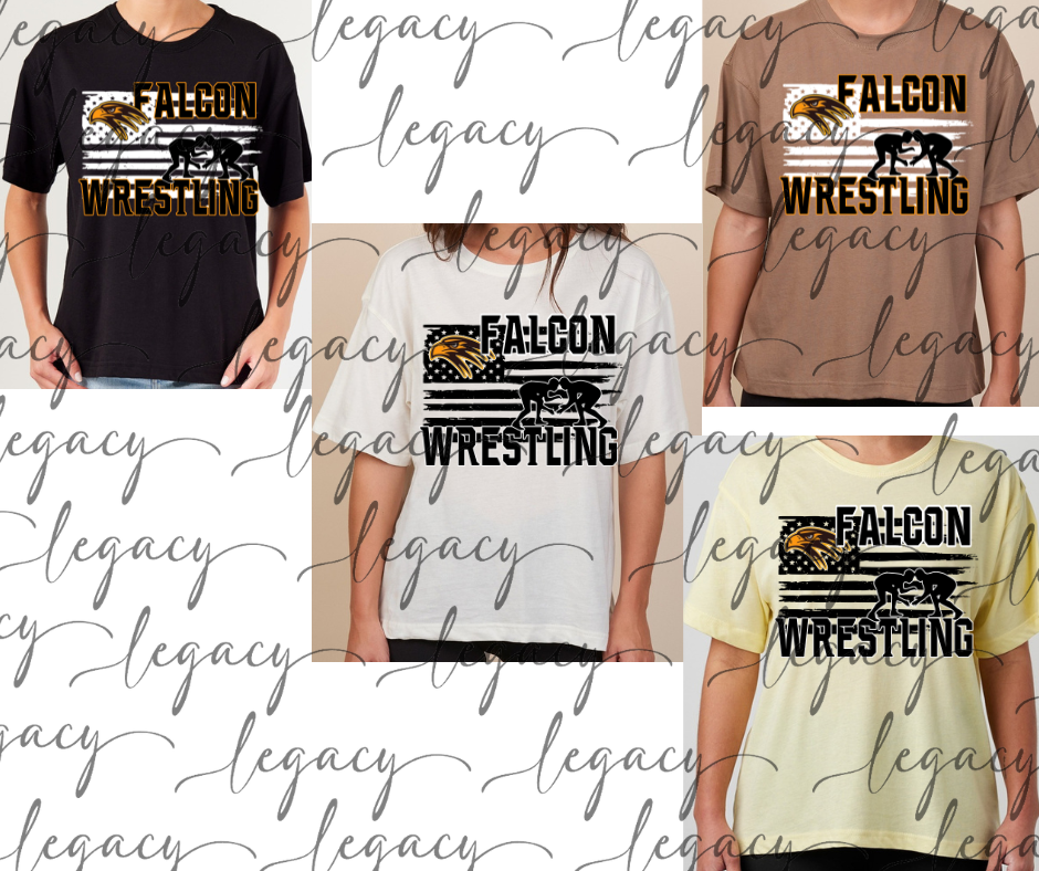 Falcon Flag Boxy Women's Tee Multi Color Options Falcon Wrestling 2025