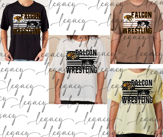 Falcon Flag Boxy Women's Tee Multi Color Options Falcon Wrestling 2025
