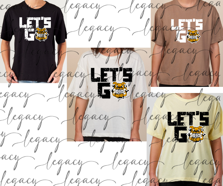Let's Go Bulldog Pride Boxy Women's Tee Multi Color Options Bulldogs 2025
