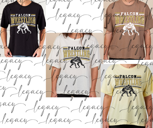 Falcon Wrestling Wrestlers Boxy Women's Tee Multi Color Options Falcon Wrestling 2025