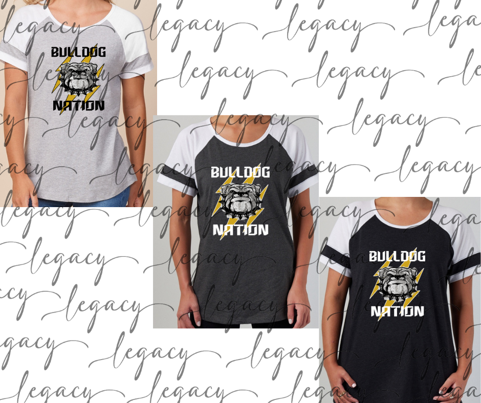 Bulldog Nation Colorblock Women's Tee Multi Color Options Bulldogs 2025