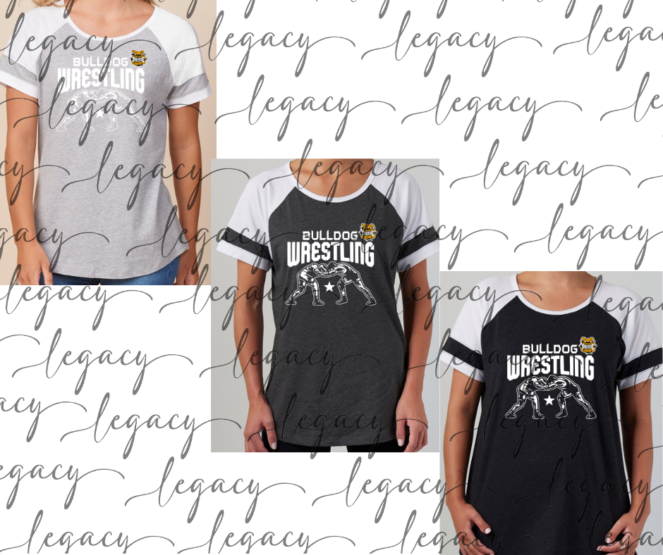 Bulldog Wrestling Wrestlers Colorblock Women's Tee Multi Color Options Bulldogs 2025
