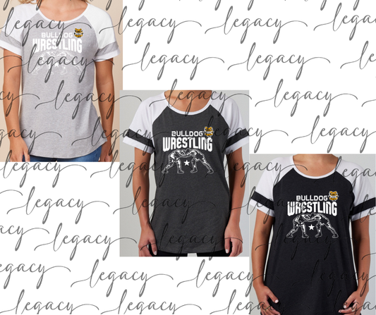 Bulldog Wrestling Wrestlers Colorblock Women's Tee Multi Color Options Bulldogs 2025