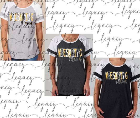 Wrestling Mama Wrestling 2025 Colorblock Women's Tee Multi Color Options Bulldogs 2025 Falcon Wrestling 2025 OHHS Wrestling