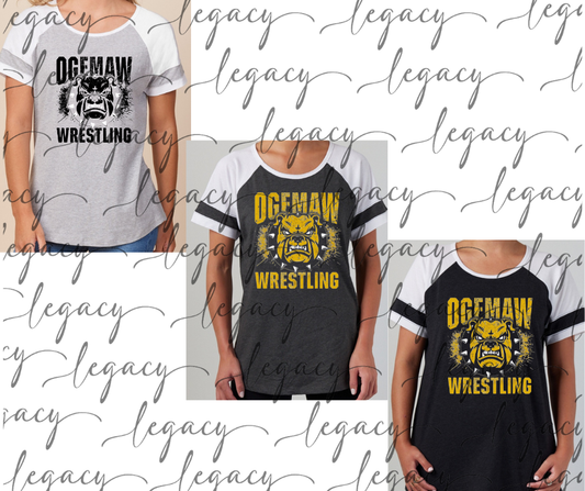 Fierce Bully Ogemaw Wrestling Colorblock Women's Tee Multi Color Options Bulldogs 2025